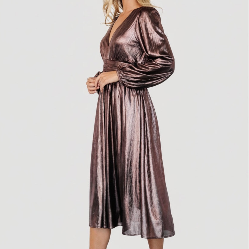 Baltic Born Aisha Shimmer Midi Dress Bronze Size XL Party Cocktail Event